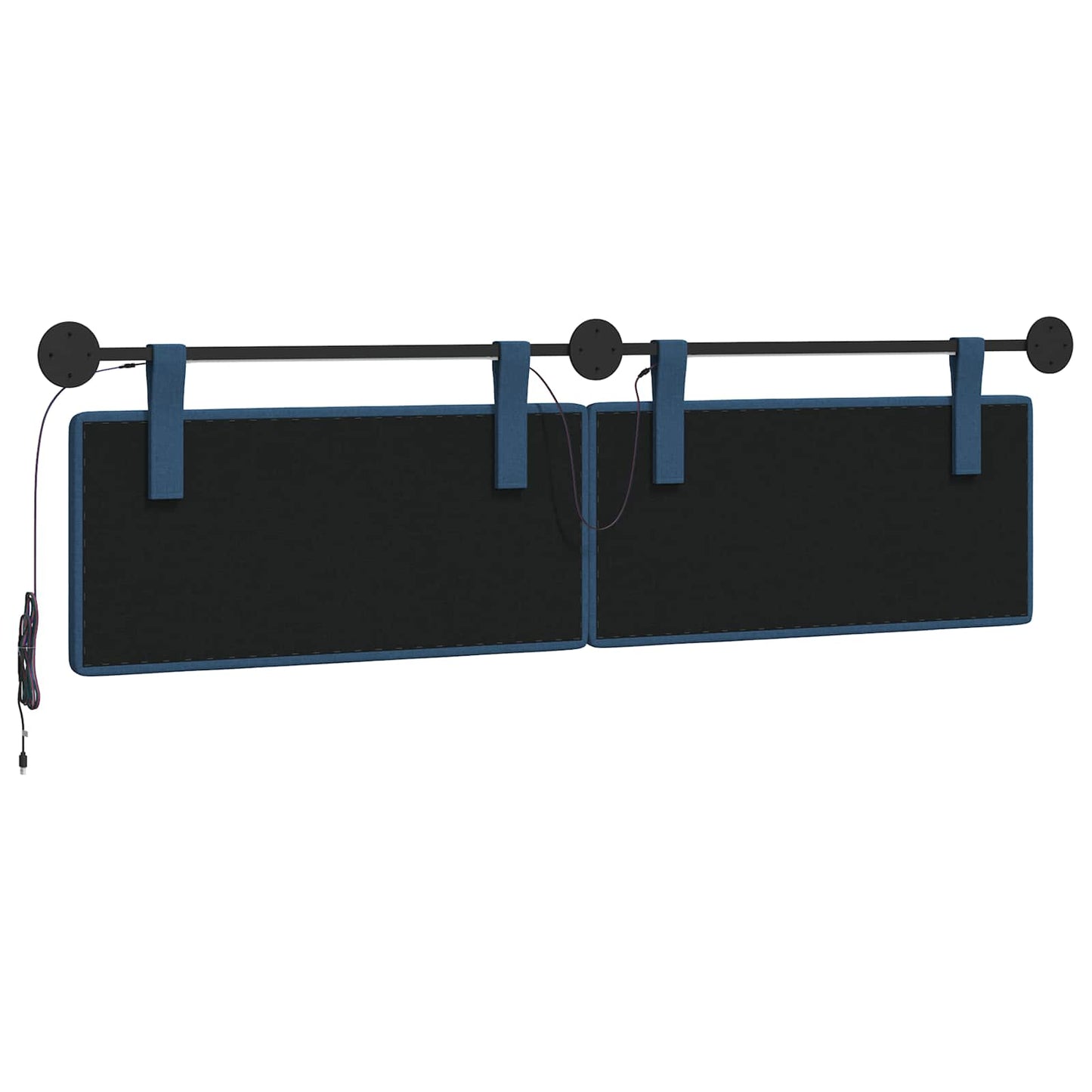 Hangend hoofdbord Met LED-verlichting Blauw Stof