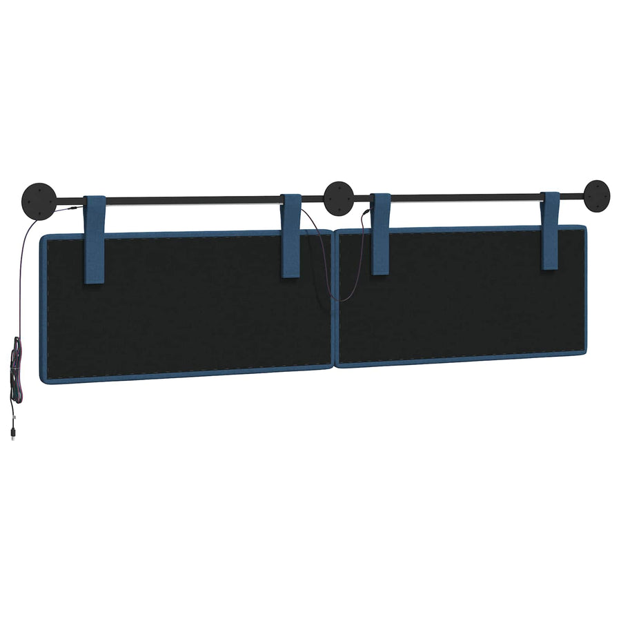 Hangend hoofdbord Met LED-verlichting Blauw Stof