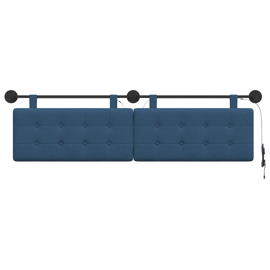 Hangend hoofdbord Met LED-verlichting Blauw Stof