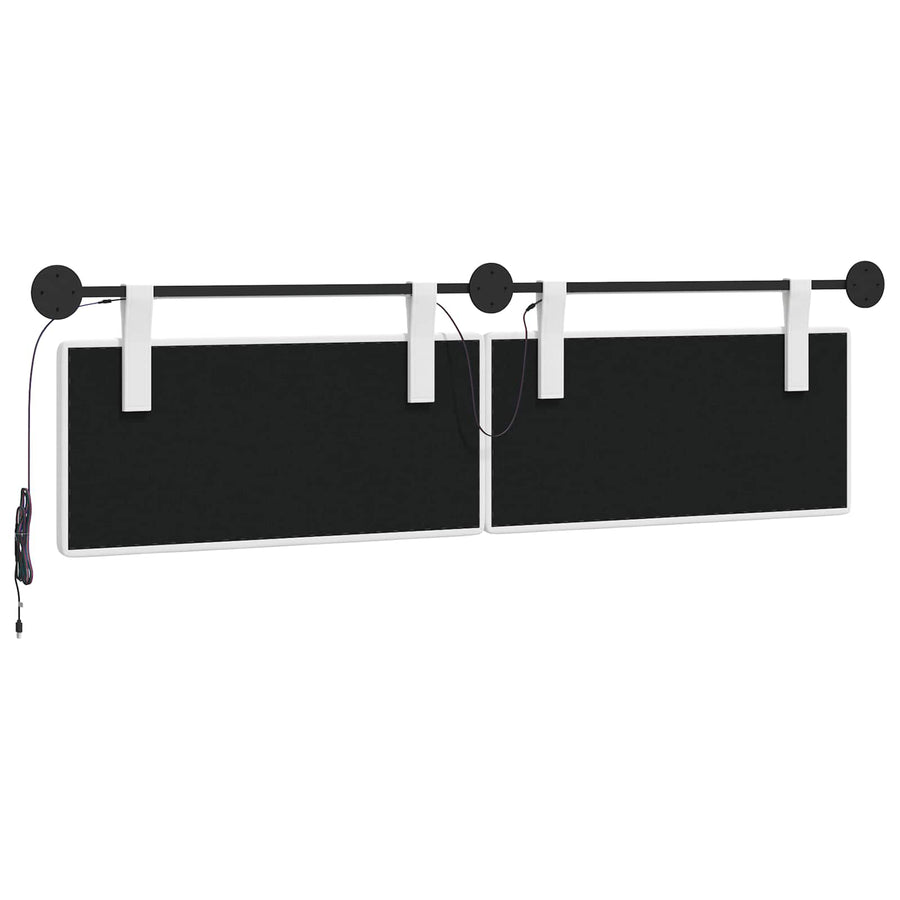 Hangend hoofdbord Met LED-verlichting Wit Stof