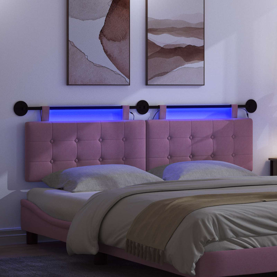 Hangend hoofdbord Met LED-verlichting Roze Stof