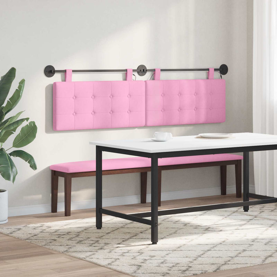 Hangend hoofdbord Met LED-verlichting Roze Stof