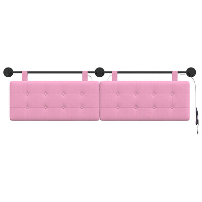 Hangend hoofdbord Met LED-verlichting Roze Stof