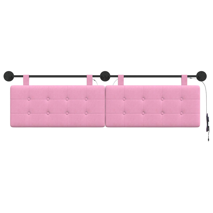 Hangend hoofdbord Met LED-verlichting Roze Stof