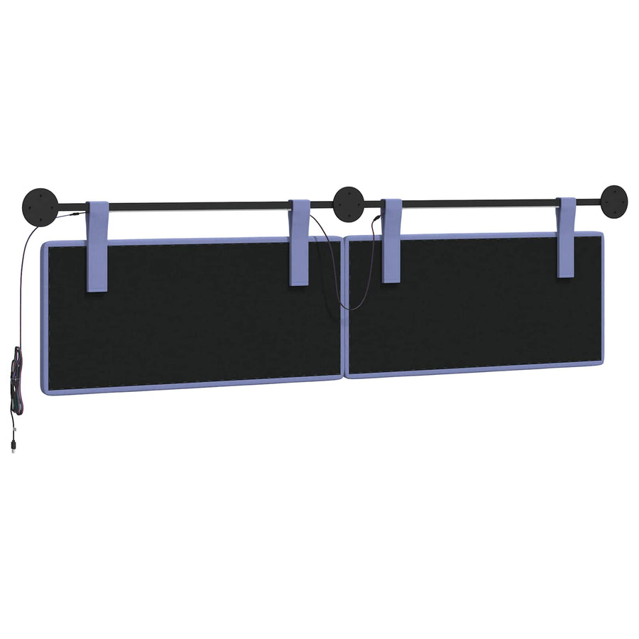Hangend hoofdbord Met LED-verlichting Jeans Blauw Stof