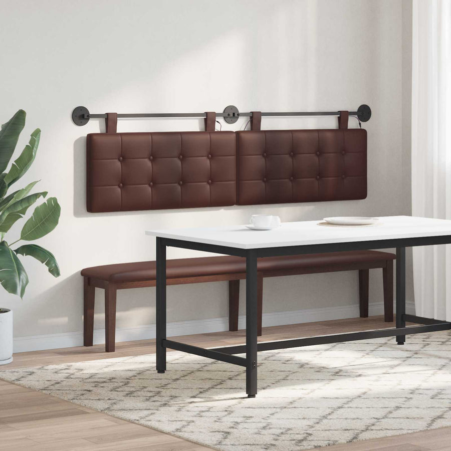 Hangend hoofdbord Met LED-verlichting Bruin Kunstleer