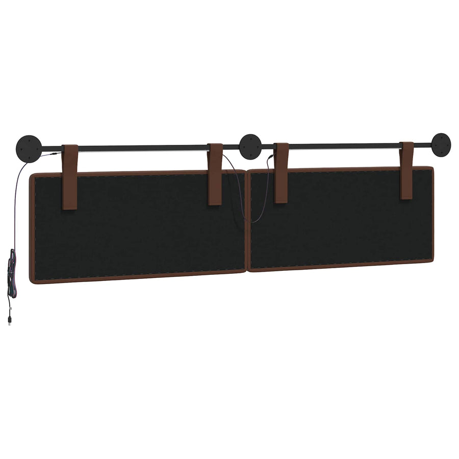 Hangend hoofdbord Met LED-verlichting Bruin Kunstleer