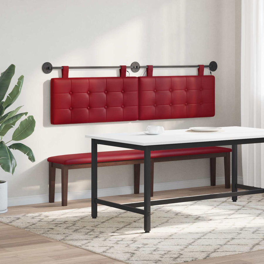 Hangend hoofdbord Met LED-verlichting Wijnrood Kunstleer