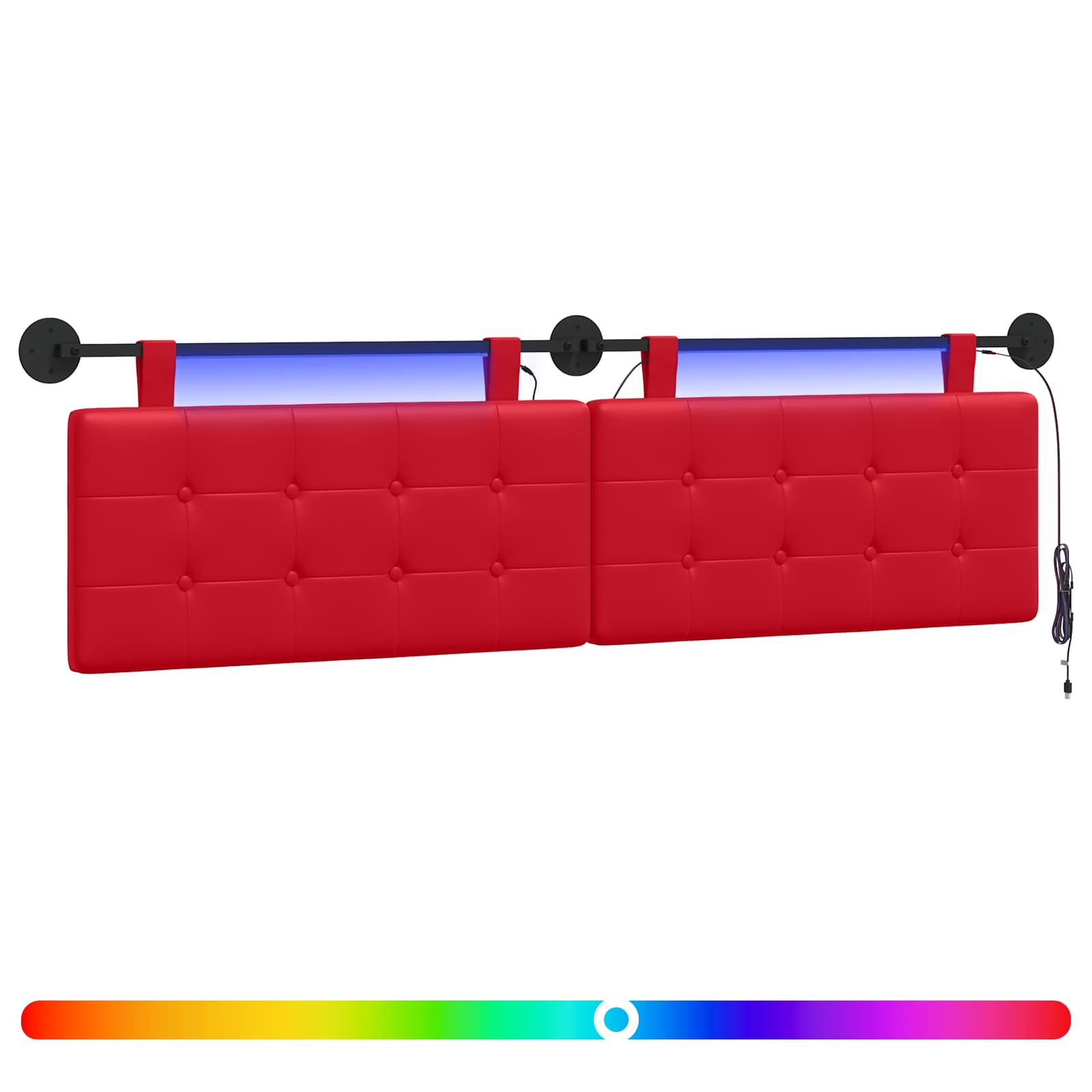 Hangend hoofdbord Met LED-verlichting Rood Kunstleer
