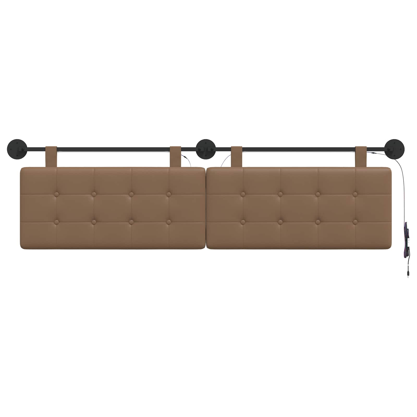 Hangend hoofdbord Met LED-verlichting Cappuccino Kunstleer