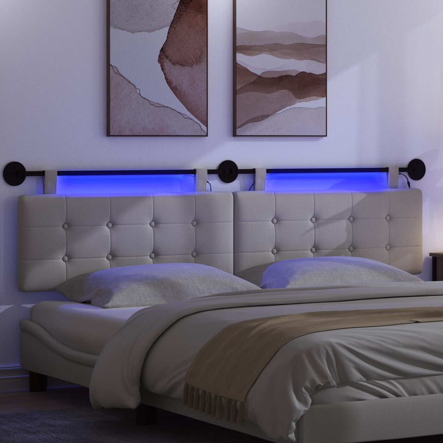 Hangend hoofdbord Met LED-verlichting Wolkengrijs Stof