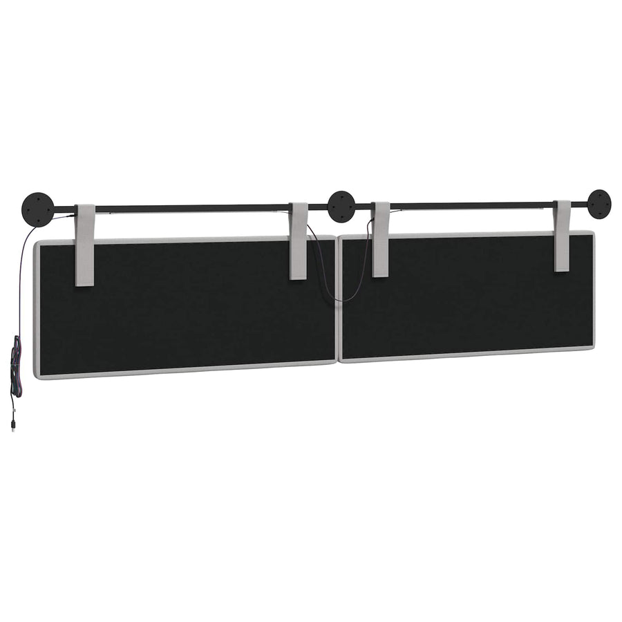 Hangend hoofdbord Met LED-verlichting Wolkengrijs Stof