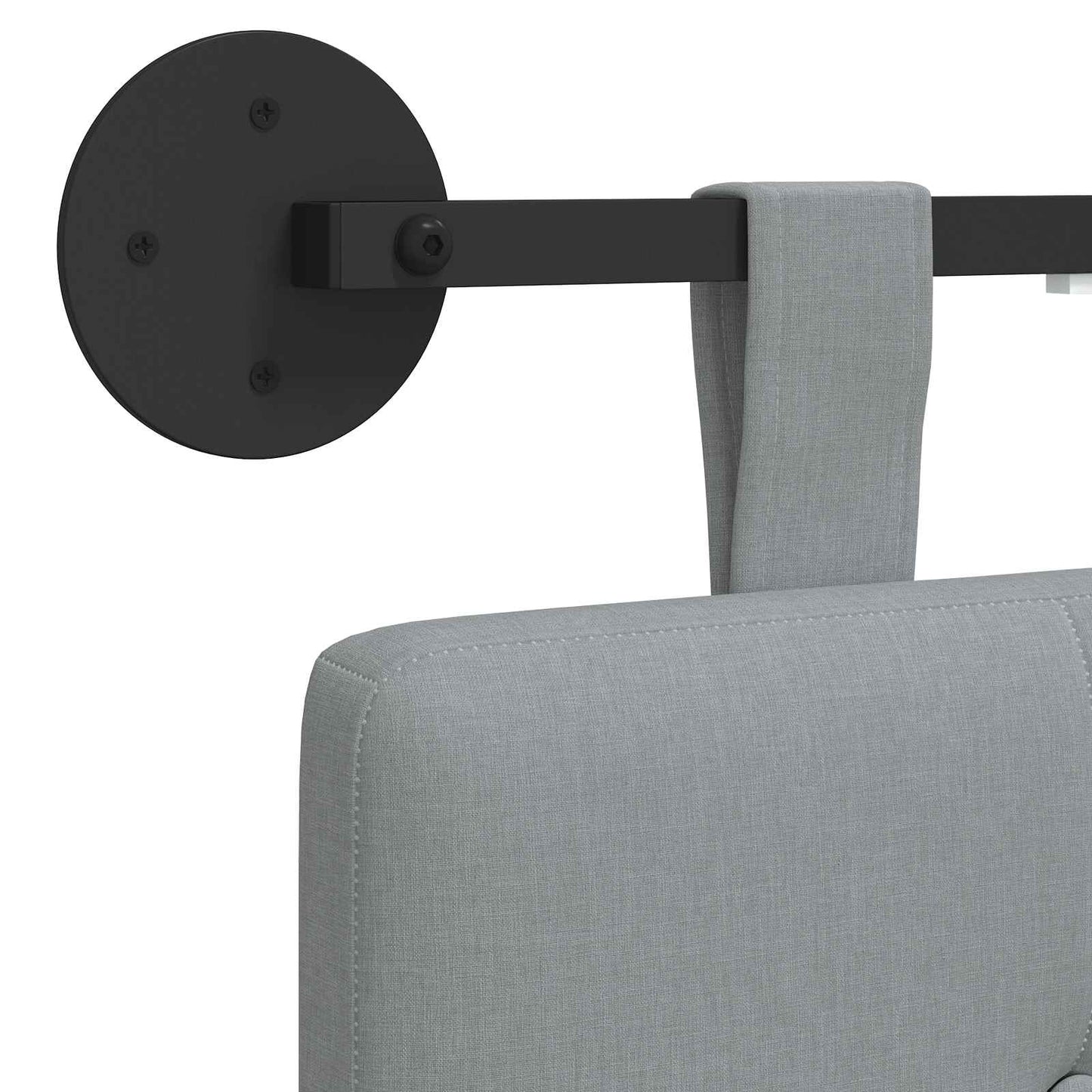 Hangend hoofdbord Met LED-verlichting Lichtgrijs Stof