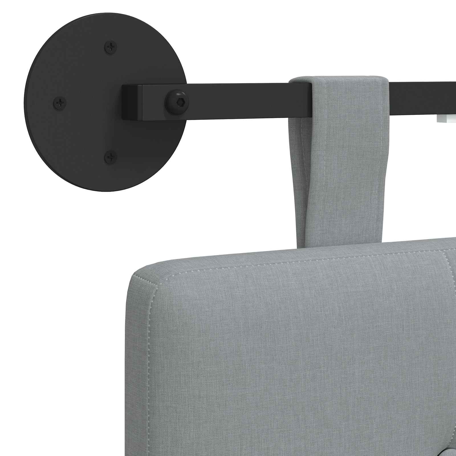 Hangend hoofdbord Met LED-verlichting Lichtgrijs Stof