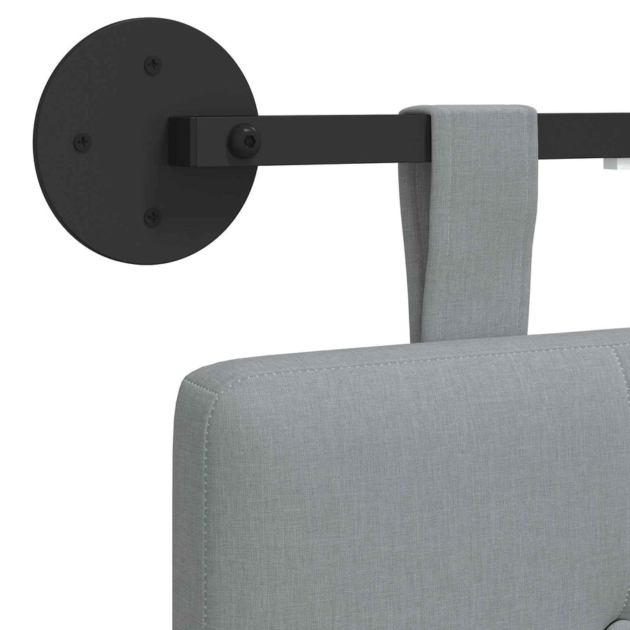 Hangend hoofdbord Met LED-verlichting Lichtgrijs Stof