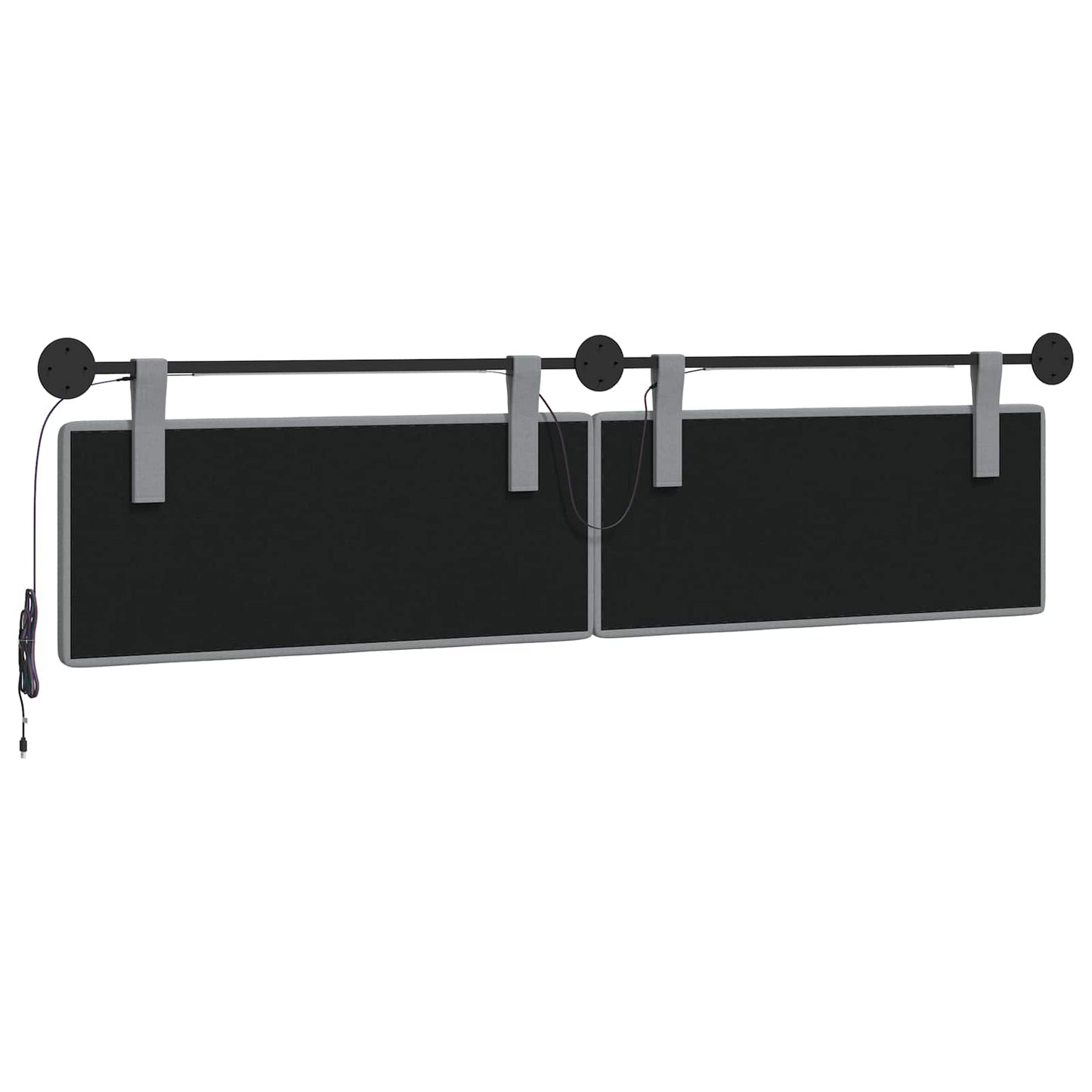 Hangend hoofdbord Met LED-verlichting Lichtgrijs Stof