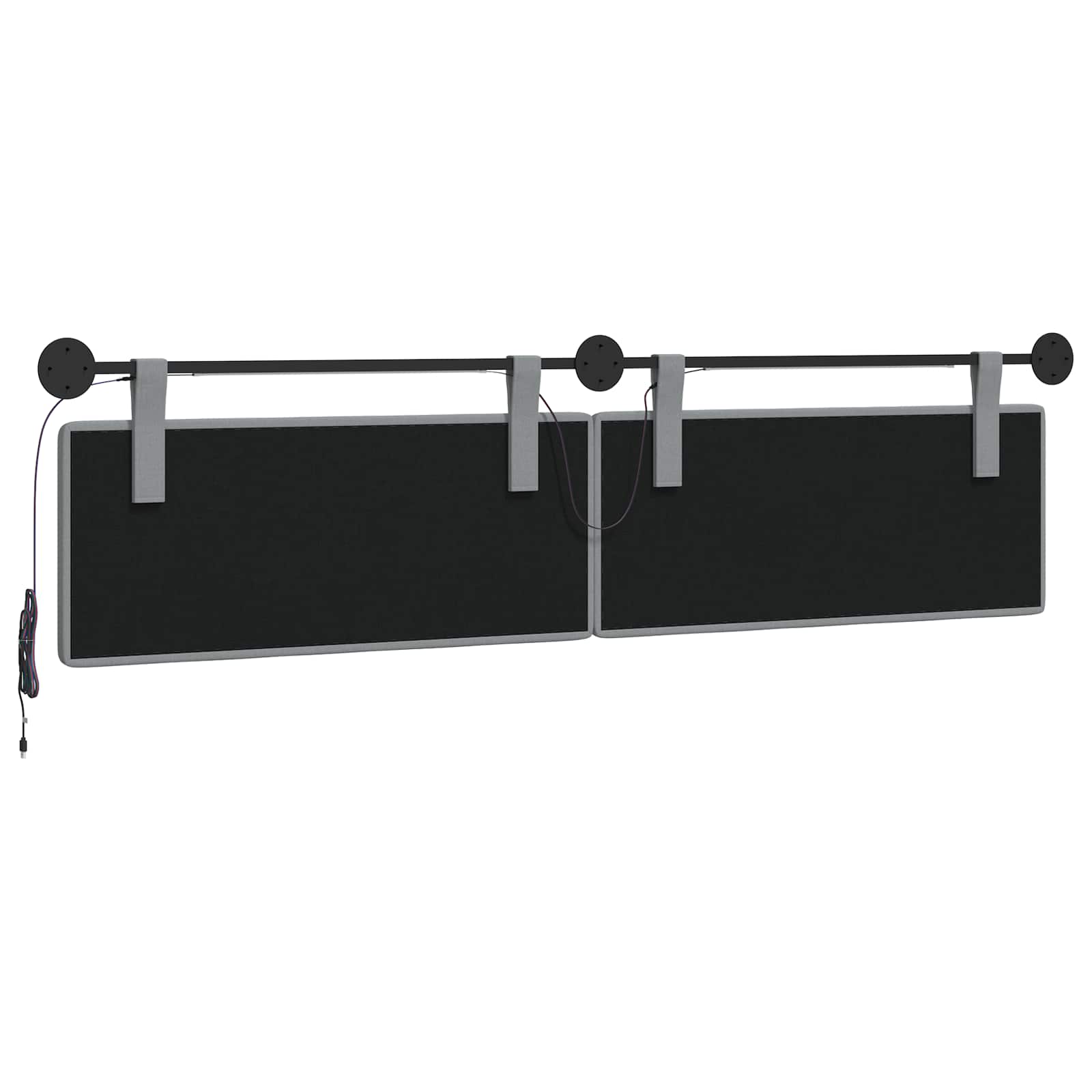 Hangend hoofdbord Met LED-verlichting Lichtgrijs Stof