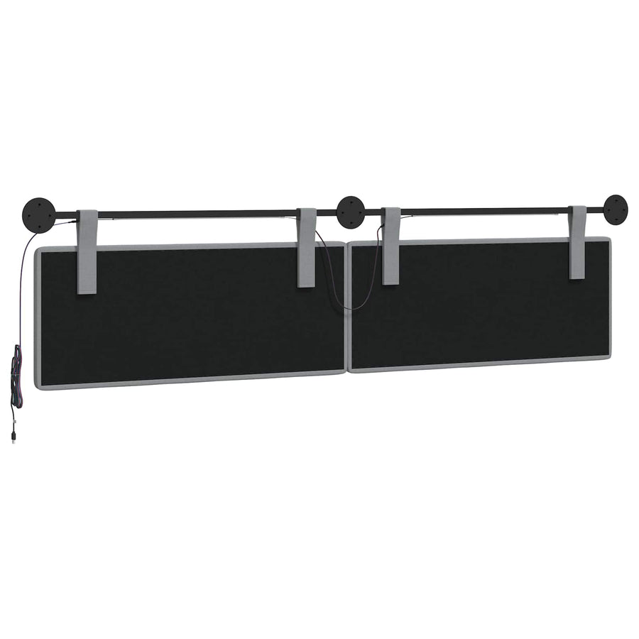 Hangend hoofdbord Met LED-verlichting Lichtgrijs Stof