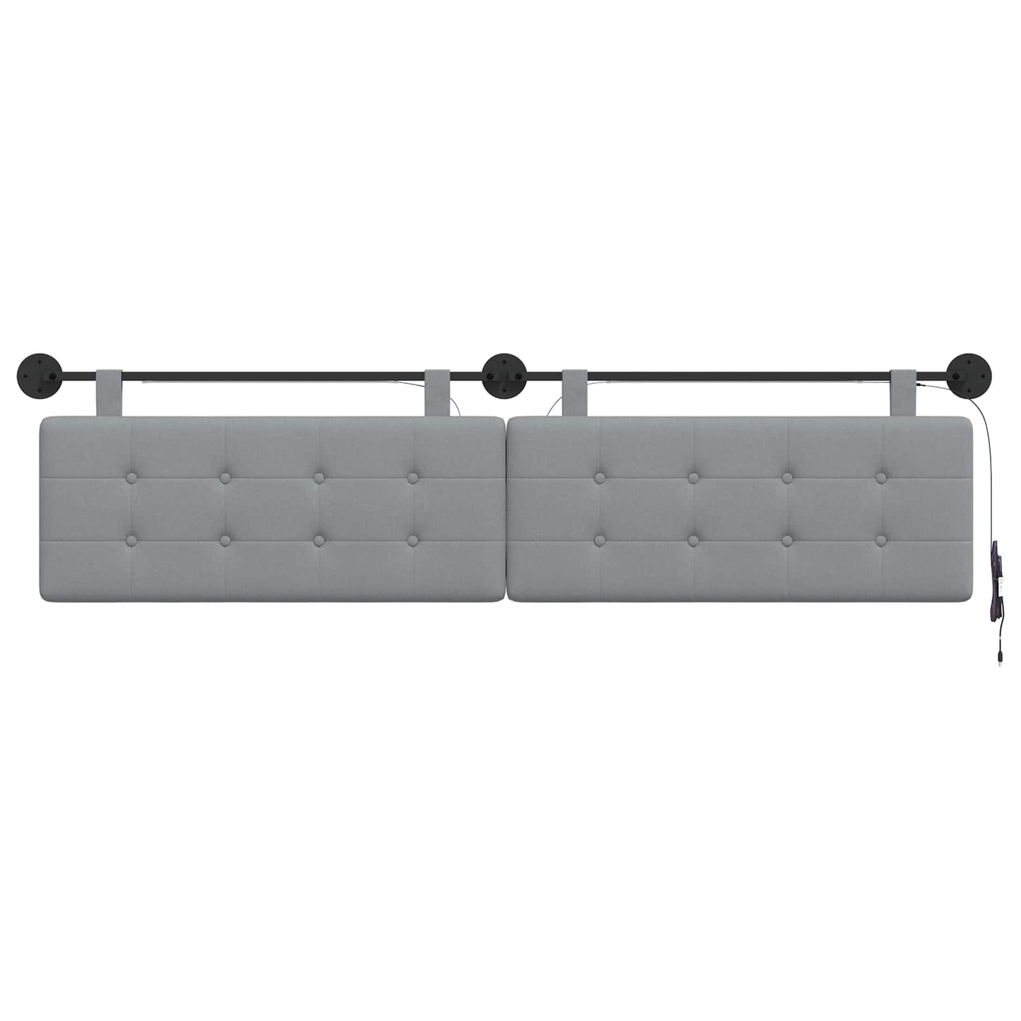 Hangend hoofdbord Met LED-verlichting Lichtgrijs Stof