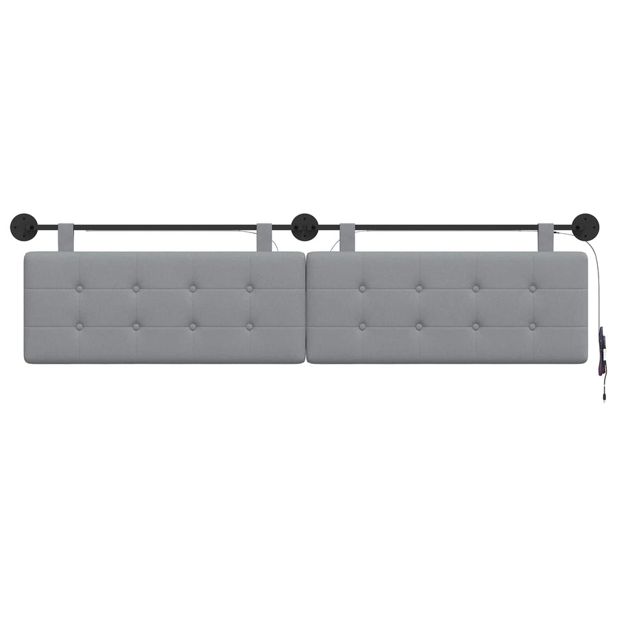 Hangend hoofdbord Met LED-verlichting Lichtgrijs Stof