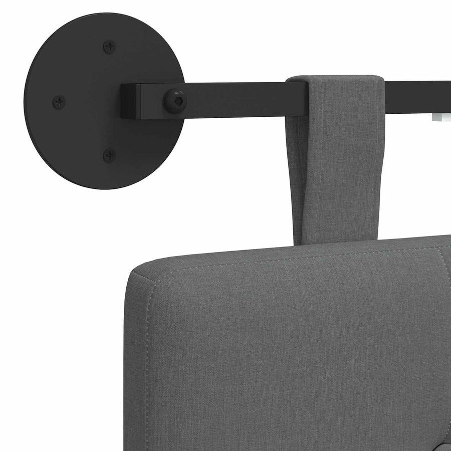 Hangend hoofdbord Met LED-verlichting Donkergrijs Stof