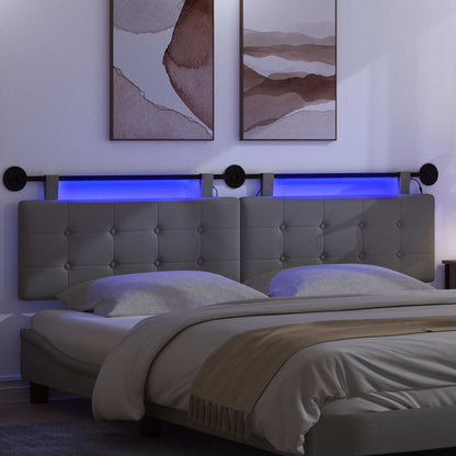 Hangend hoofdbord Met LED-verlichting Donkergrijs Stof