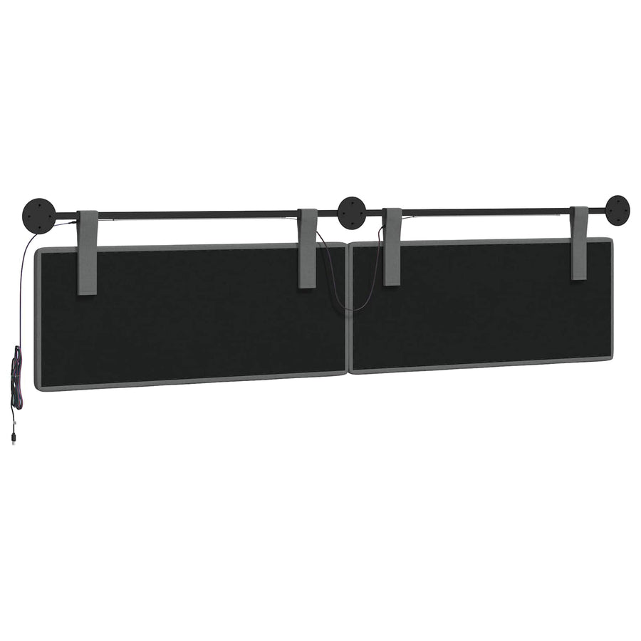 Hangend hoofdbord Met LED-verlichting Donkergrijs Stof