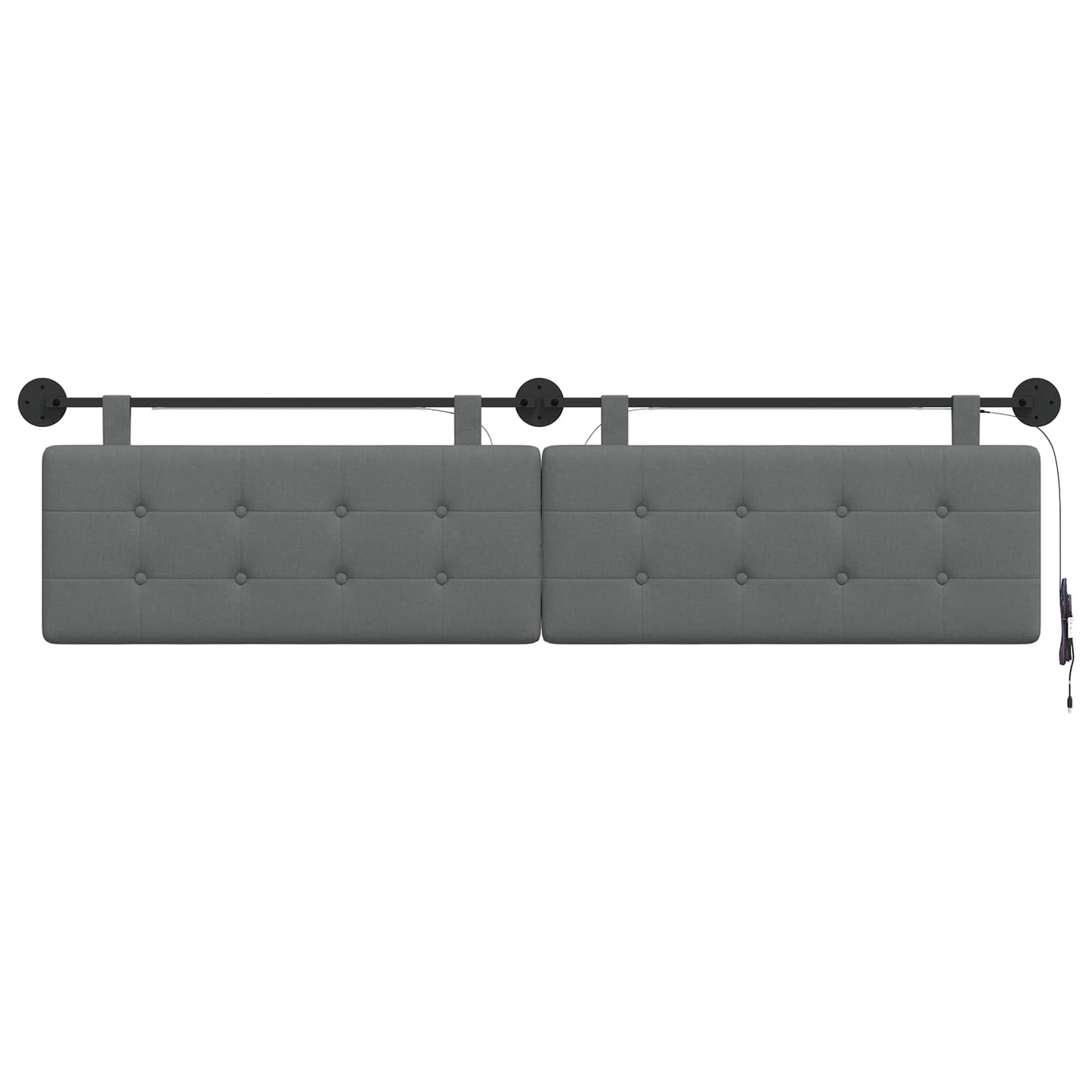 Hangend hoofdbord Met LED-verlichting Donkergrijs Stof
