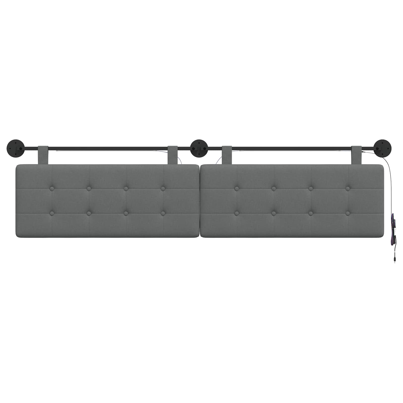 Hangend hoofdbord Met LED-verlichting Donkergrijs Stof