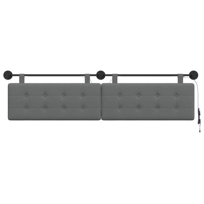 Hangend hoofdbord Met LED-verlichting Donkergrijs Stof