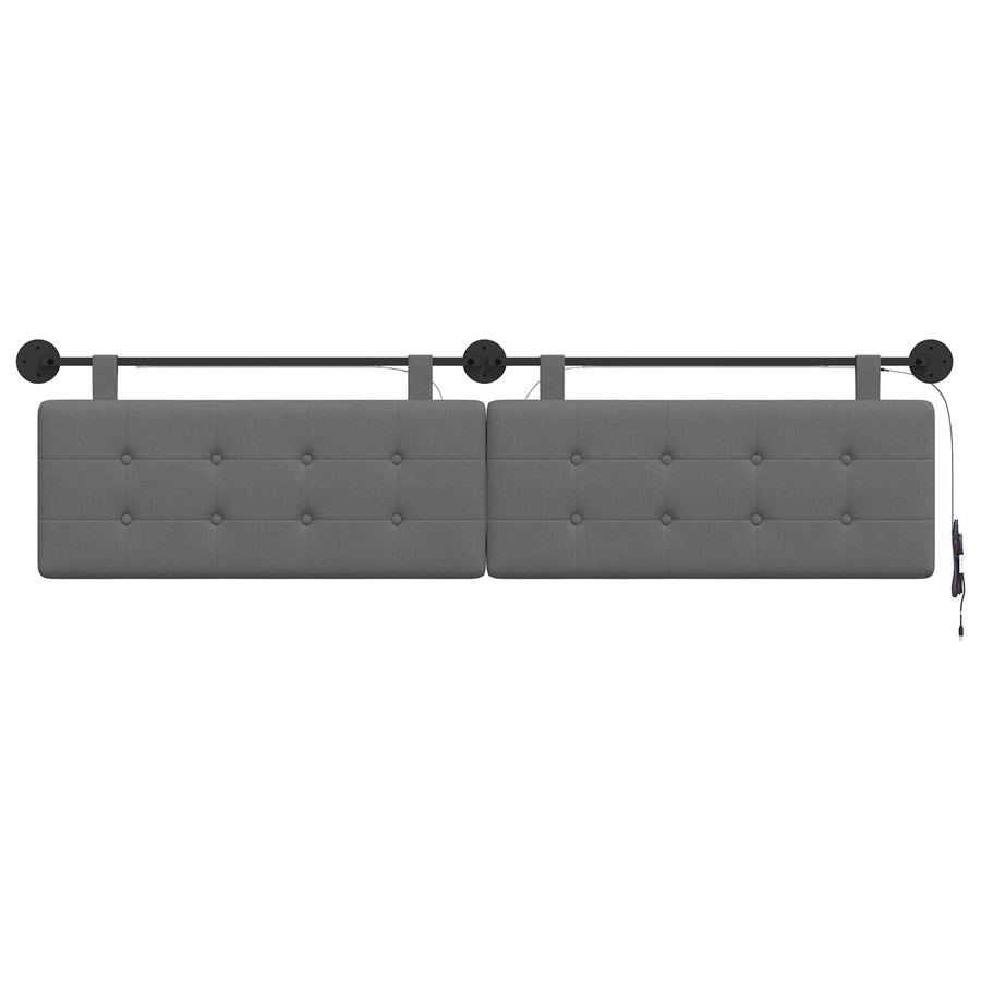 Hangend hoofdbord Met LED-verlichting Donkergrijs Stof