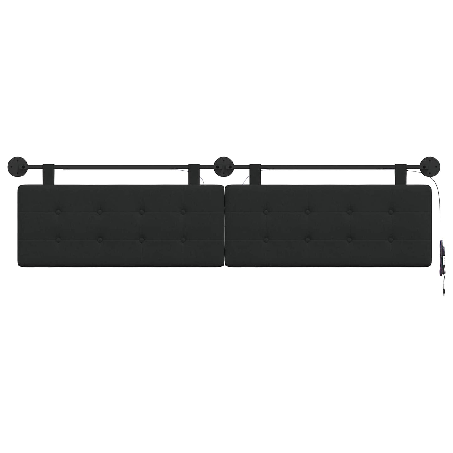 Hangend hoofdbord Met LED-verlichting Zwart Stof