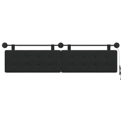 Hangend hoofdbord Met LED-verlichting Zwart Stof