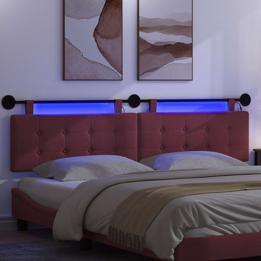 Hangend hoofdbord Met LED-verlichting Wijnrood Stof