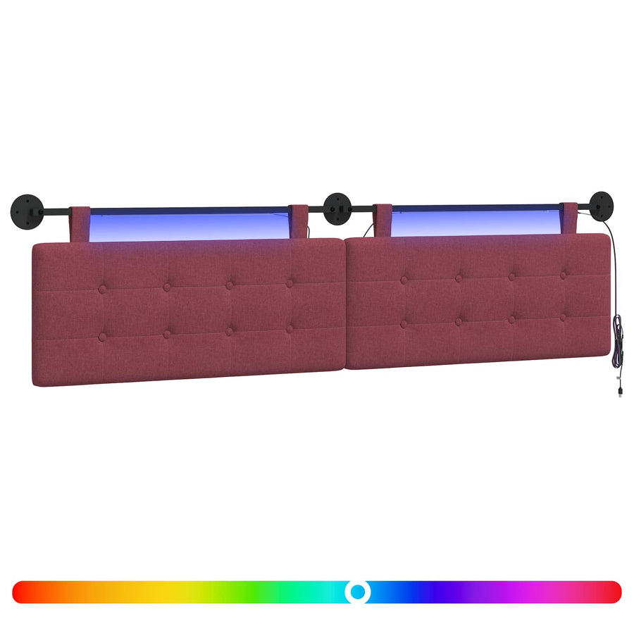 Hangend hoofdbord Met LED-verlichting Wijnrood Stof