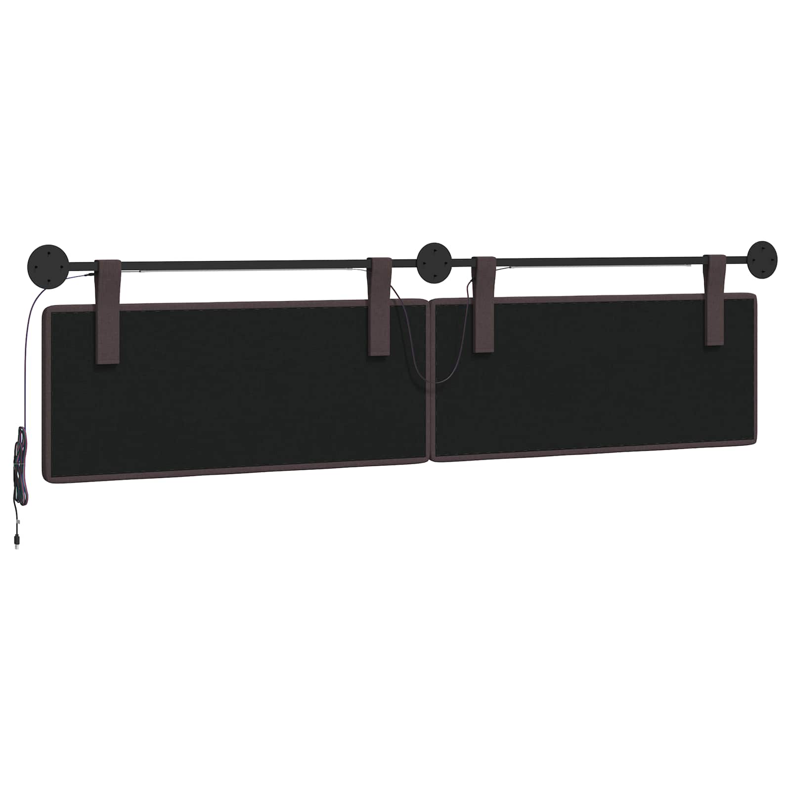 Hangend hoofdbord Met LED-verlichting Donkerbruin Stof