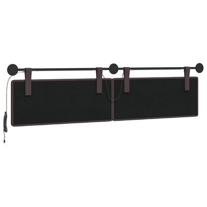 Hangend hoofdbord Met LED-verlichting Donkerbruin Stof