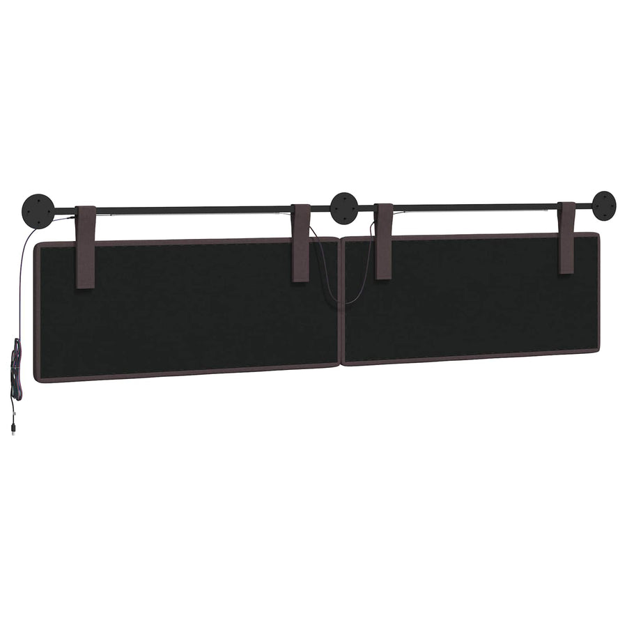 Hangend hoofdbord Met LED-verlichting Donkerbruin Stof