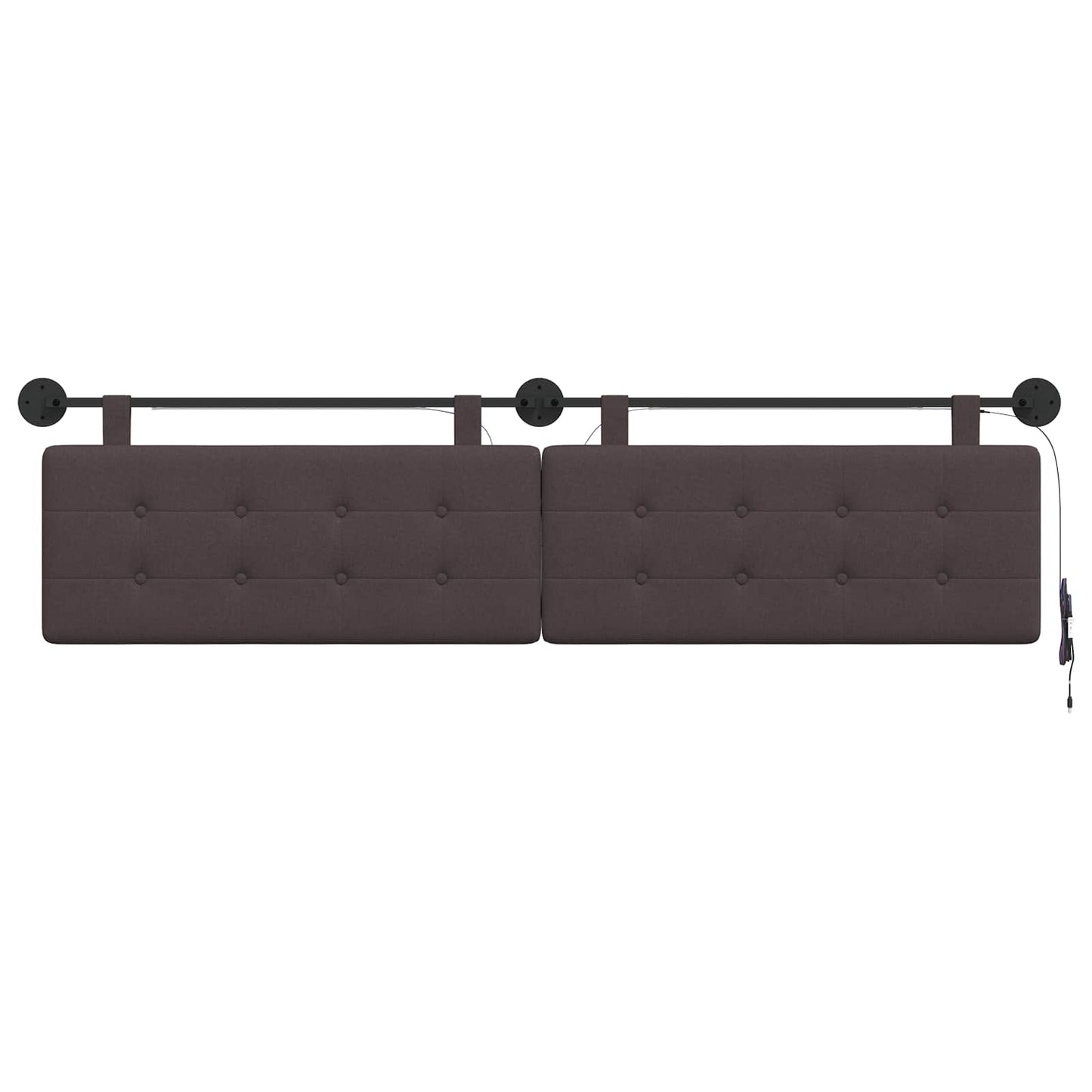 Hangend hoofdbord Met LED-verlichting Donkerbruin Stof