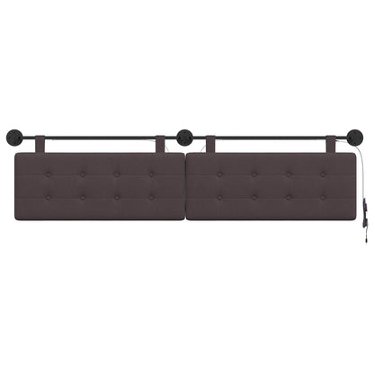 Hangend hoofdbord Met LED-verlichting Donkerbruin Stof