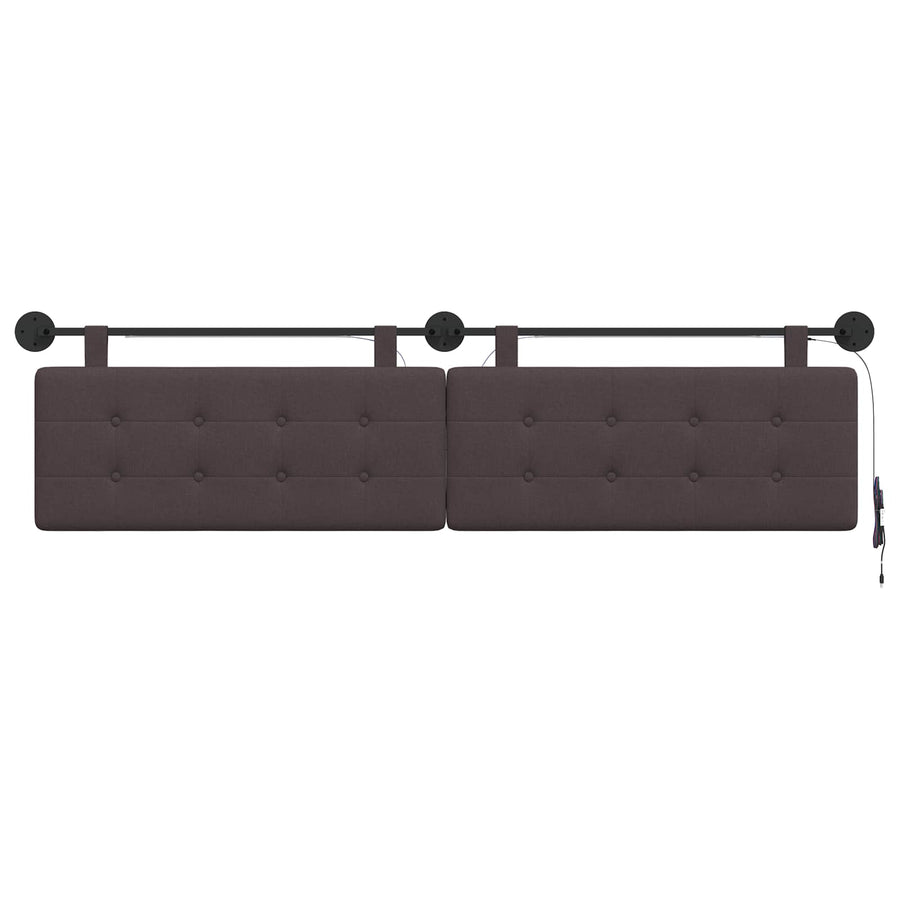 Hangend hoofdbord Met LED-verlichting Donkerbruin Stof