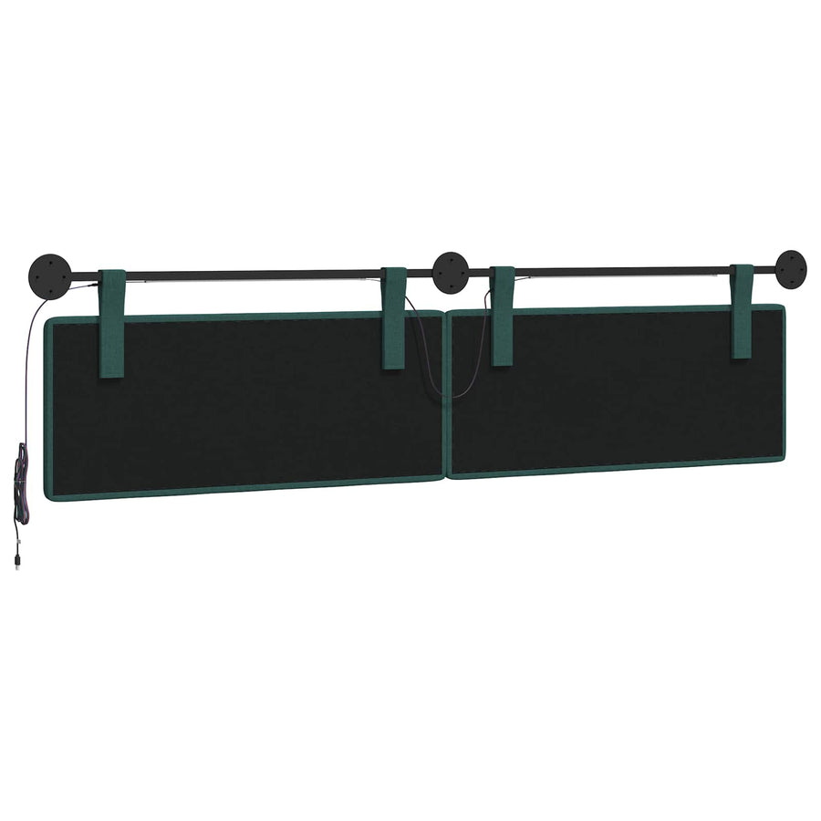 Hangend hoofdbord Met LED-verlichting Donkergroen Stof