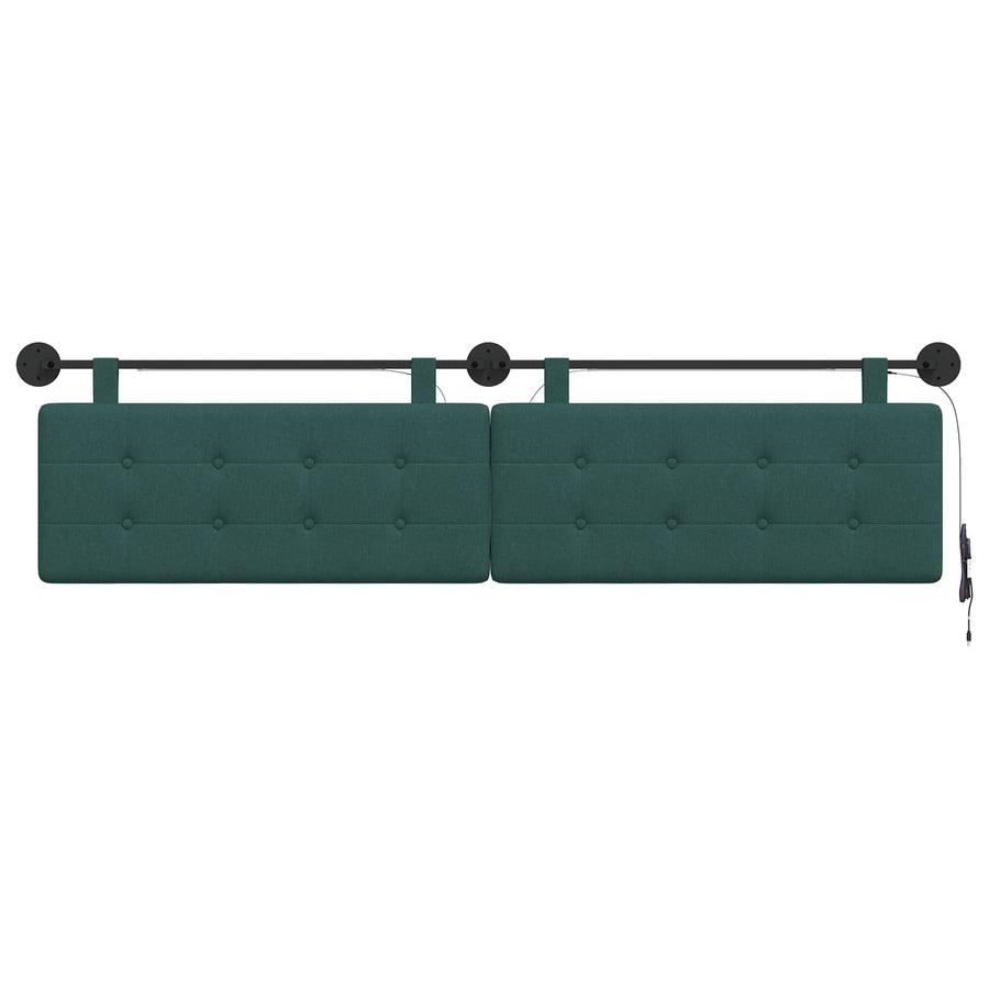 Hangend hoofdbord Met LED-verlichting Donkergroen Stof