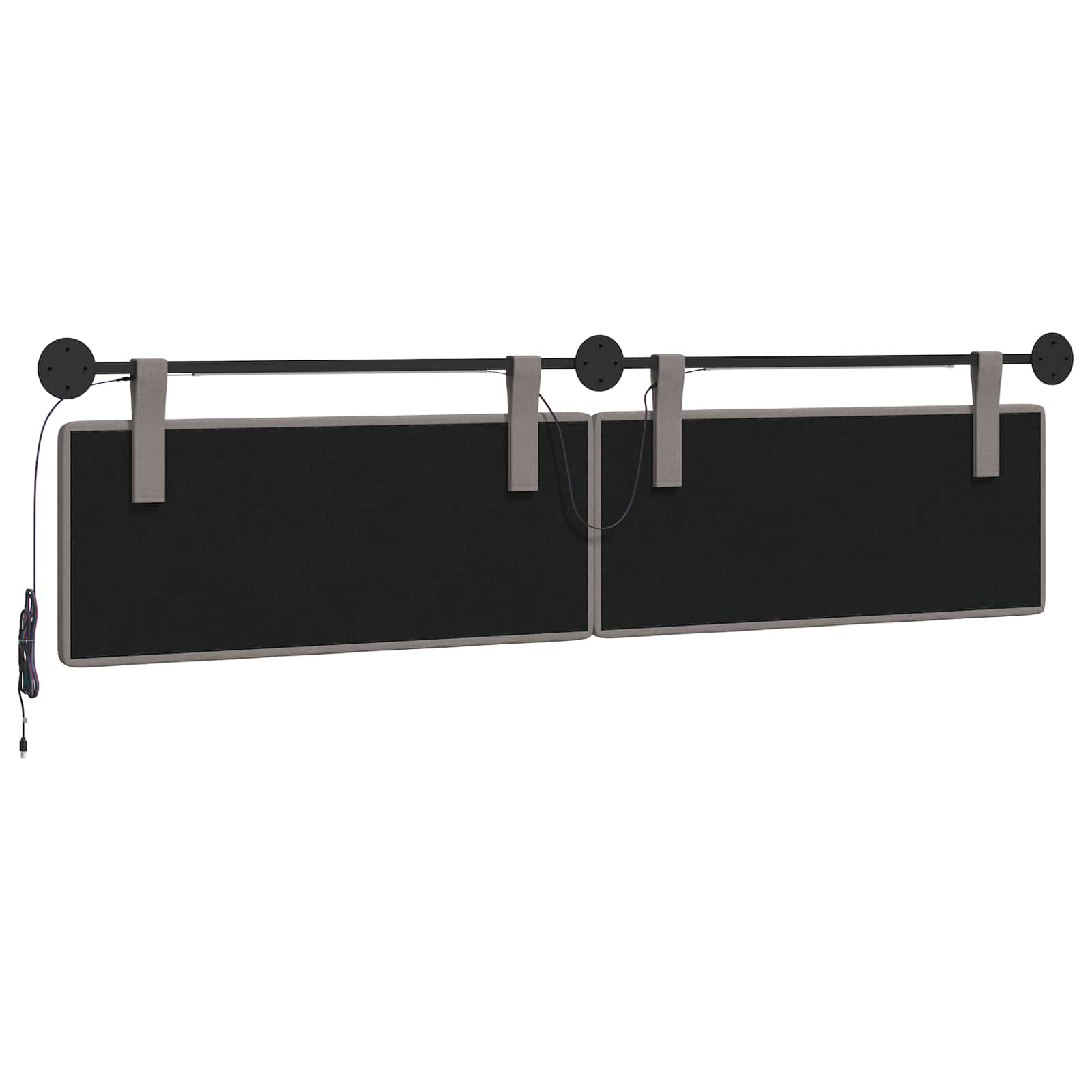 Hangend hoofdbord Met LED-verlichting Taupe Stof