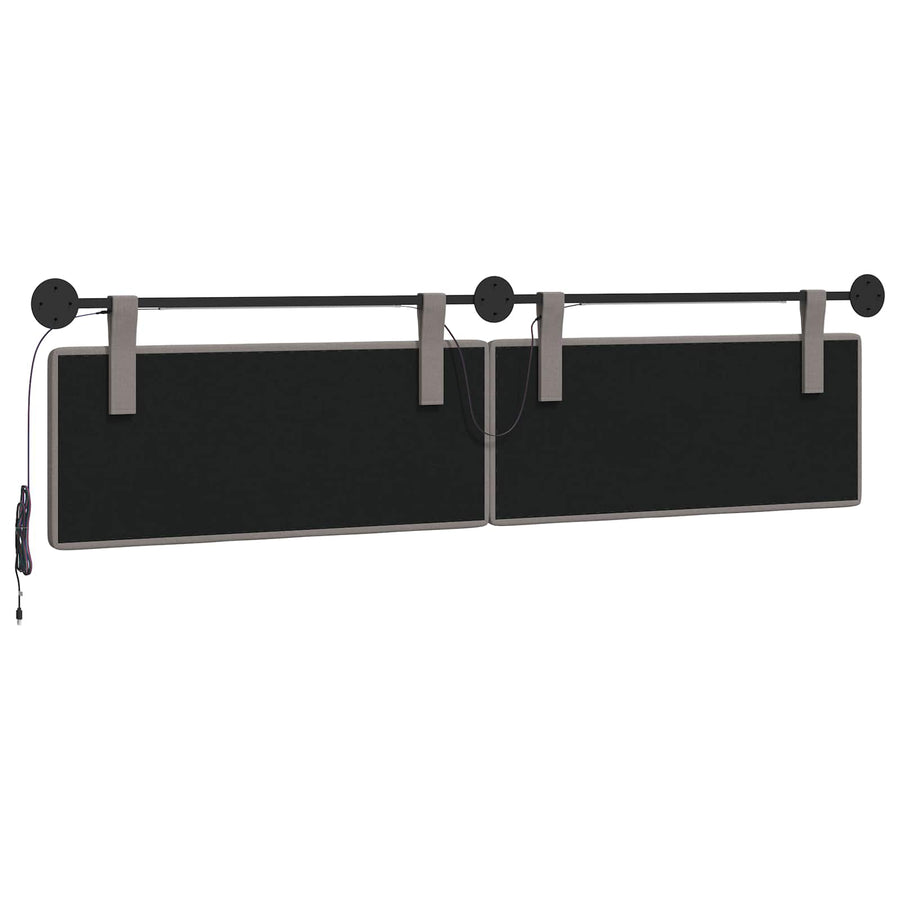 Hangend hoofdbord Met LED-verlichting Taupe Stof