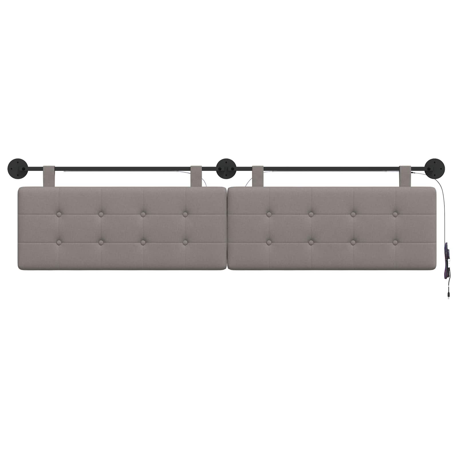 Hangend hoofdbord Met LED-verlichting Taupe Stof