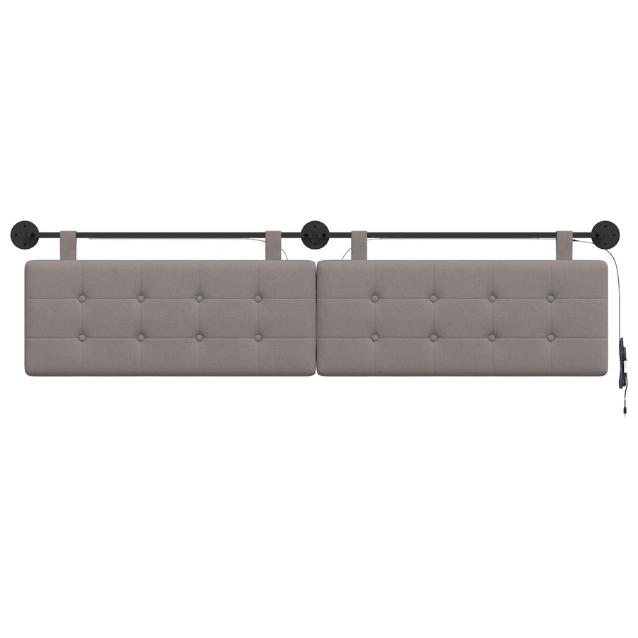 Hangend hoofdbord Met LED-verlichting Taupe Stof