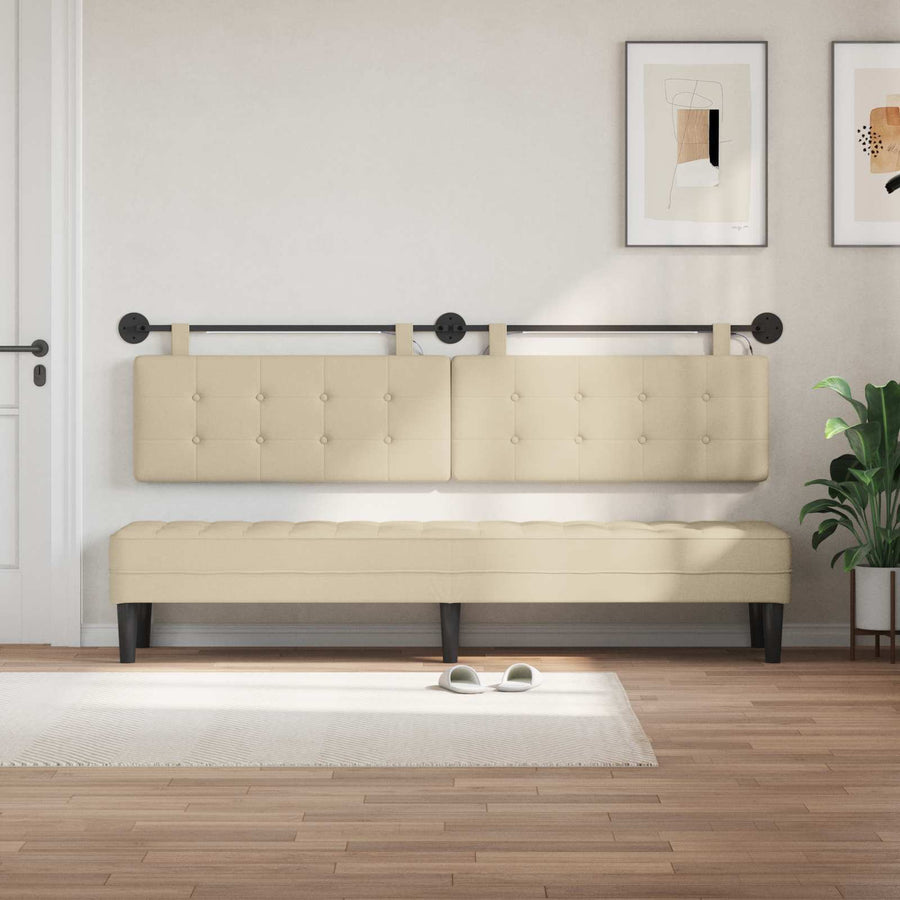 Hangend hoofdbord Met LED-verlichting Crèmekleurig Stof