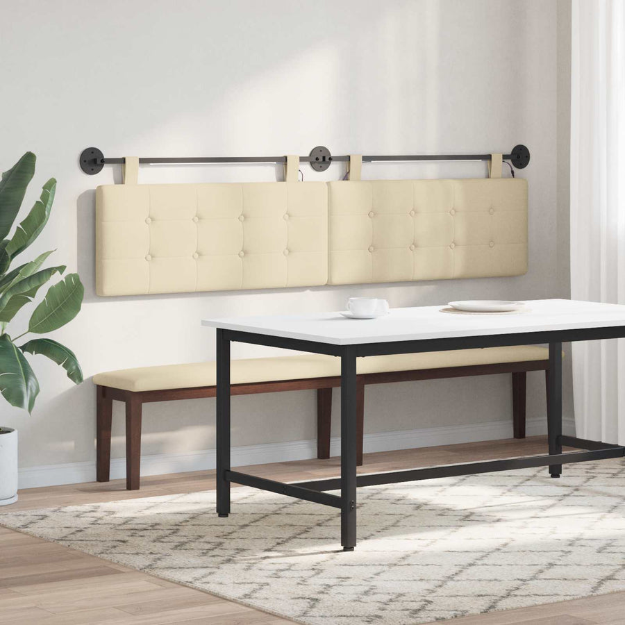 Hangend hoofdbord Met LED-verlichting Crèmekleurig Stof