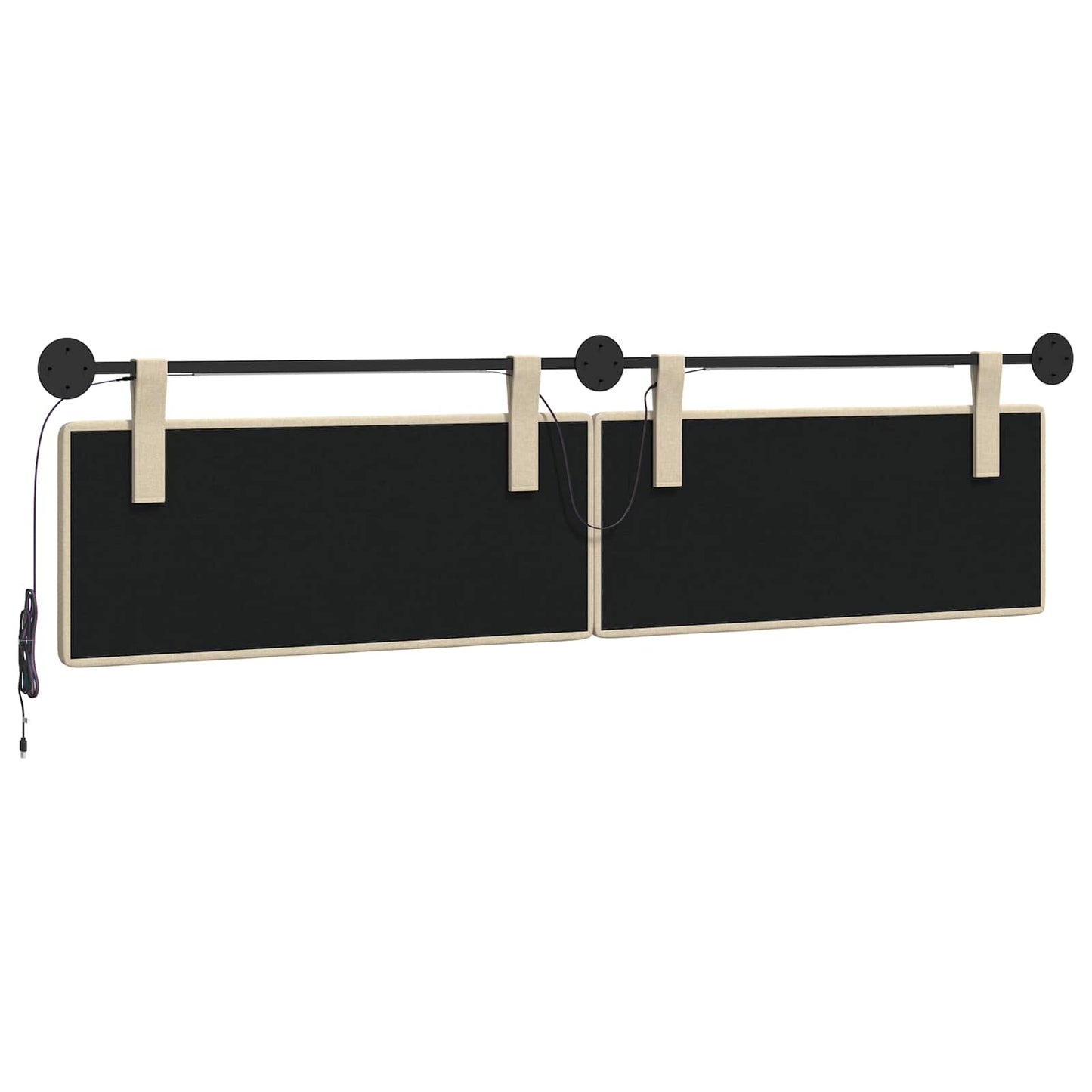 Hangend hoofdbord Met LED-verlichting Crèmekleurig Stof